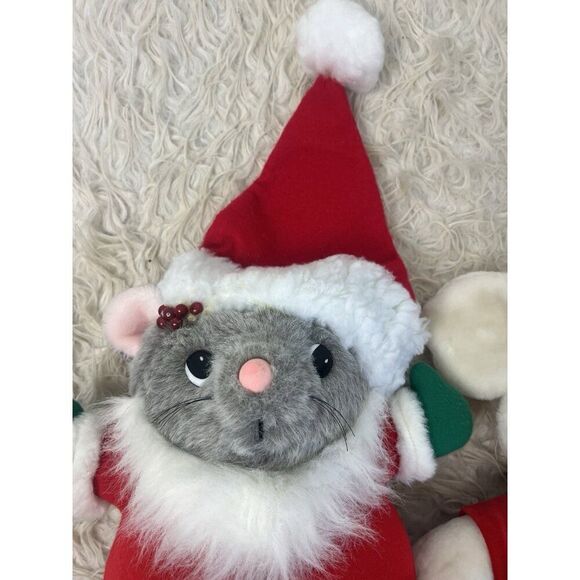 Dakin Fun Farm Vintage 1987 Holiday-Themed Merry Chris-Mouse Plush Toy Set Of 2 - Picture 11 of 12